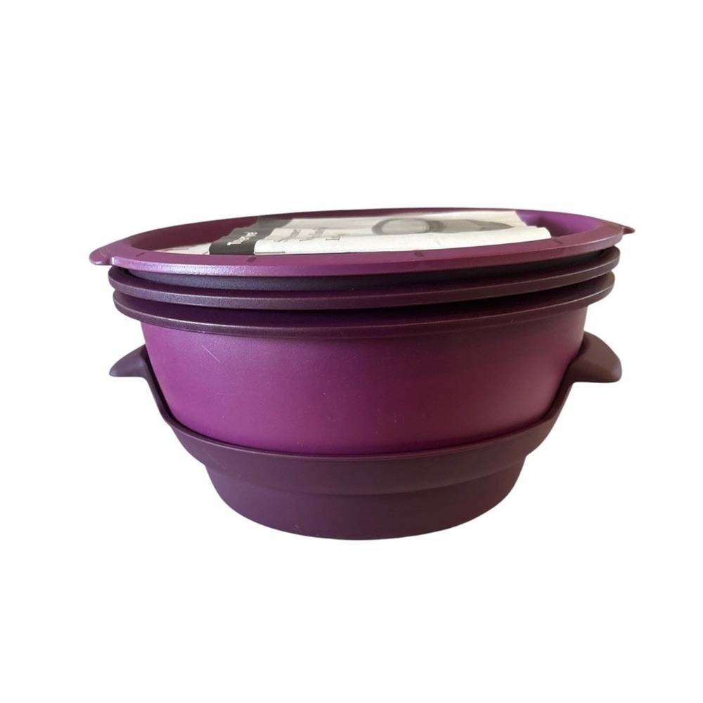 TUPPERWARE‎ Microwave SMART STEAMER Purple Amethyst 99-8407 Bowl 4-Pc Set